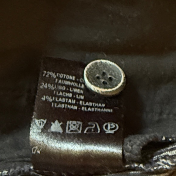 Transit Par Such sz 6 Button-Up Pants navy stripe button fly cotton linen pants - Picture 8 of 8